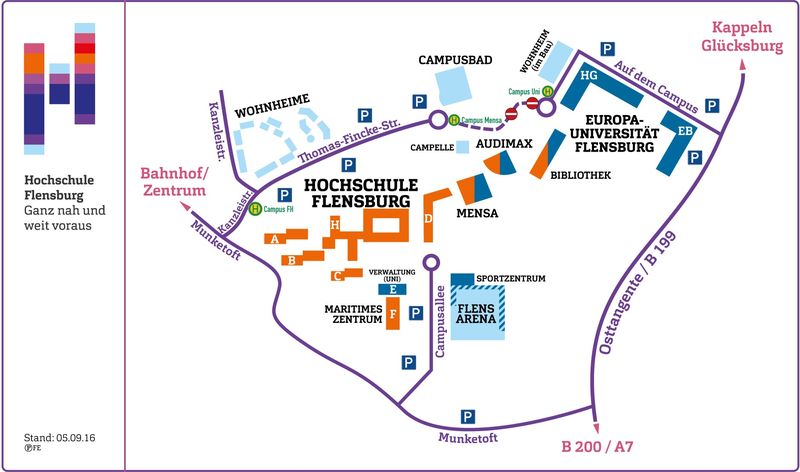 Lageplan des Campus der Hochschule Flensburg mit dem Maritimen Zentrum